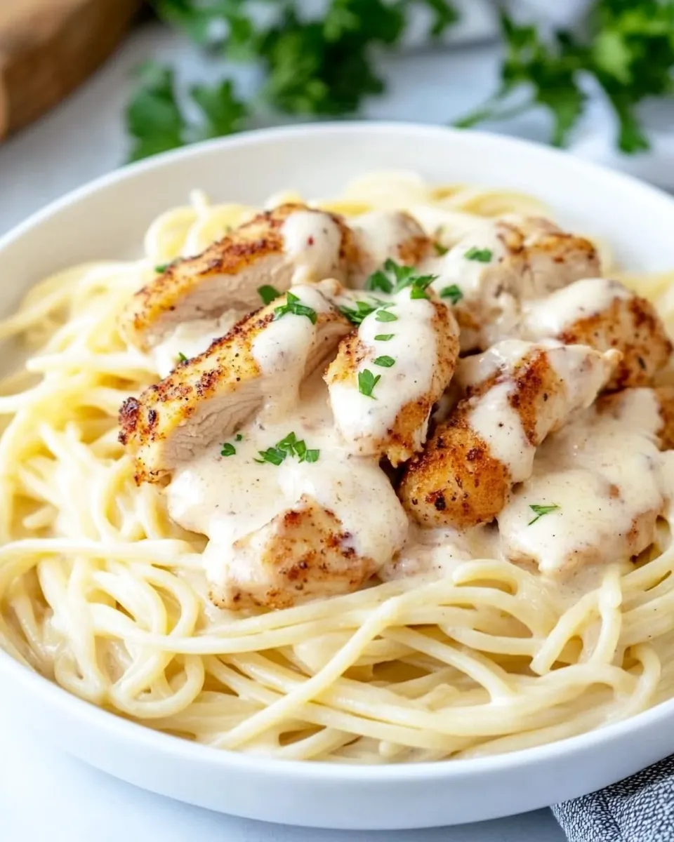 Classic Blackened Chicken Alfredo Pasta image