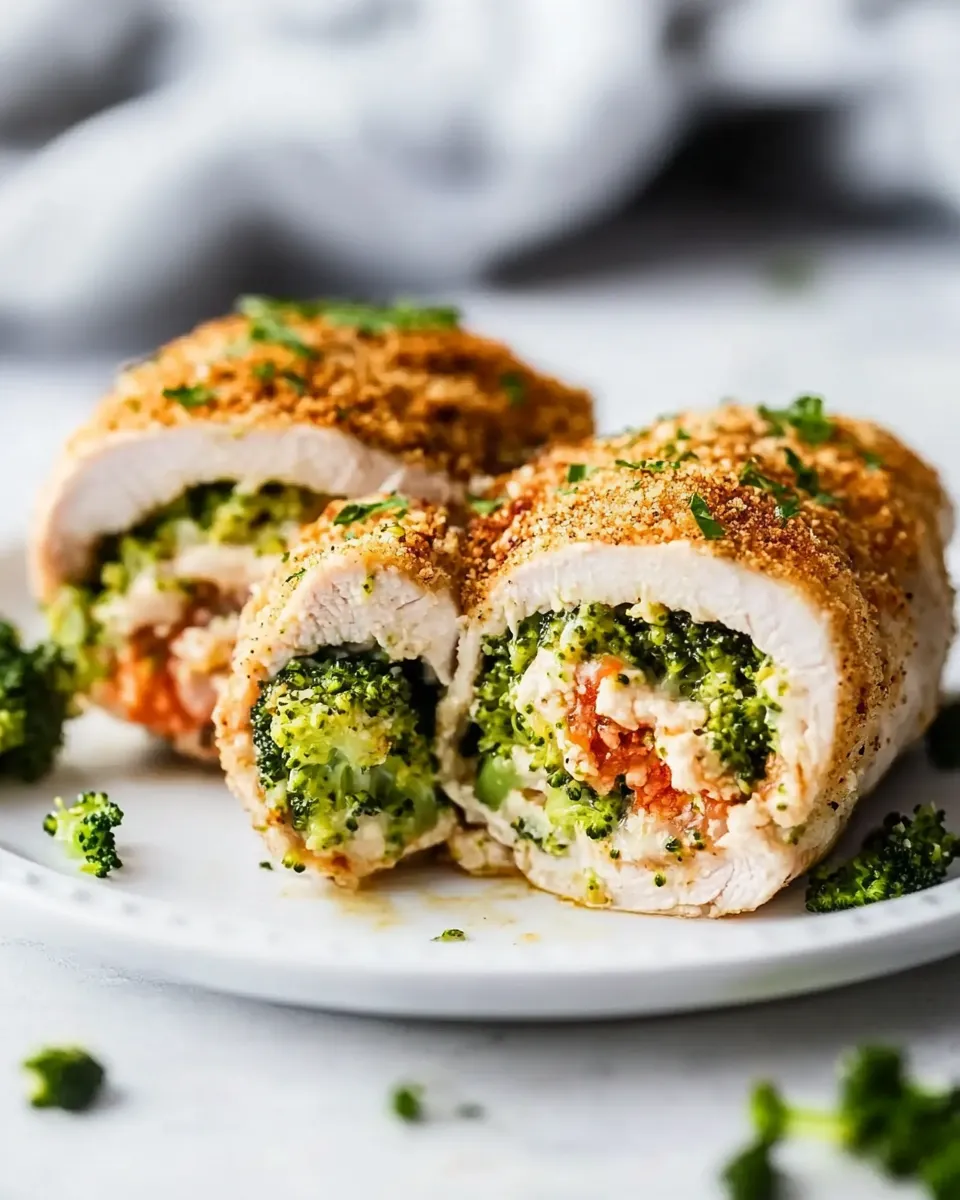 Classic Broccoli and Cheese Stuffed Chicken (Oven or Air Fryer) image