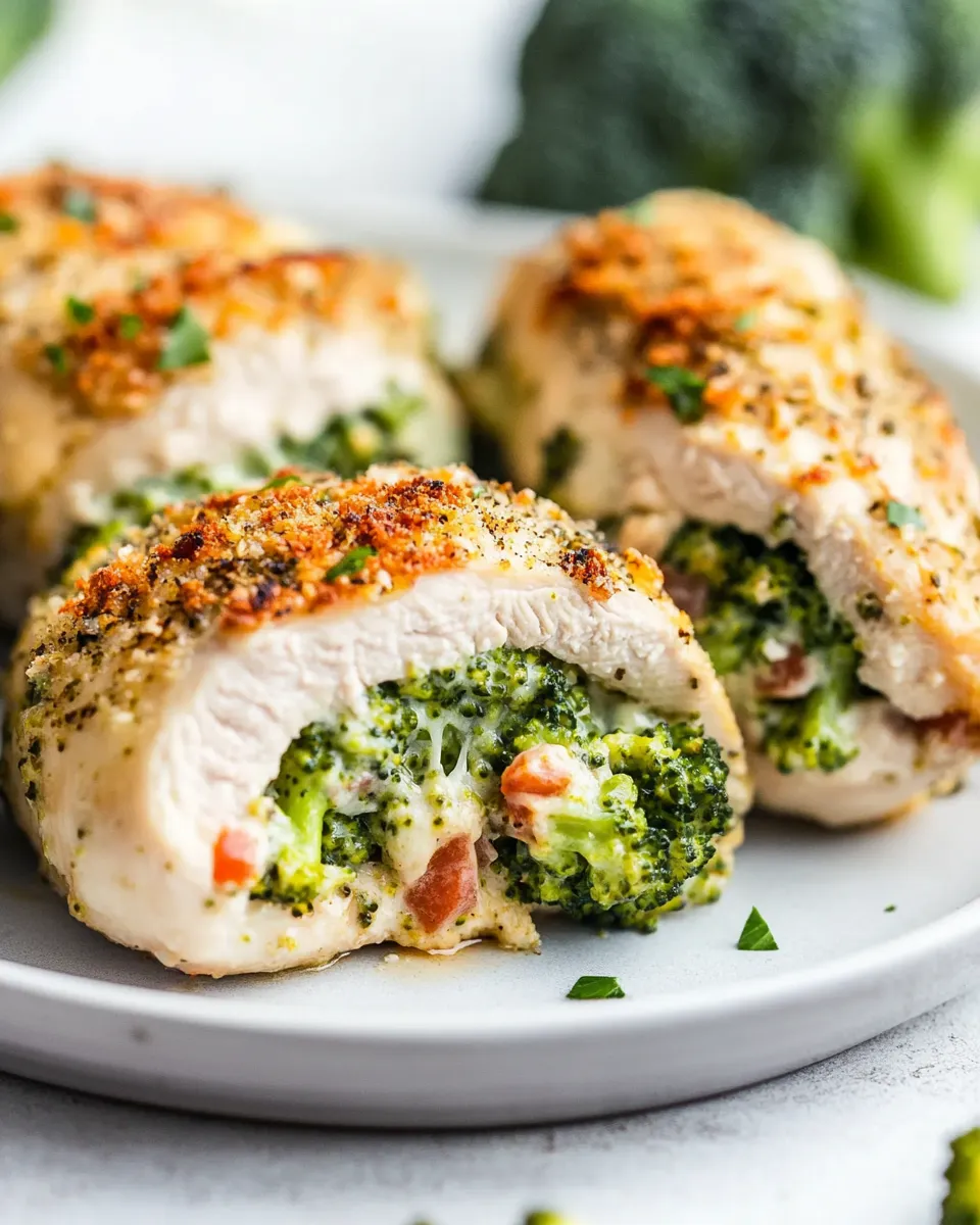 Easy Broccoli and Cheese Stuffed Chicken (Oven or Air Fryer) recipe photo