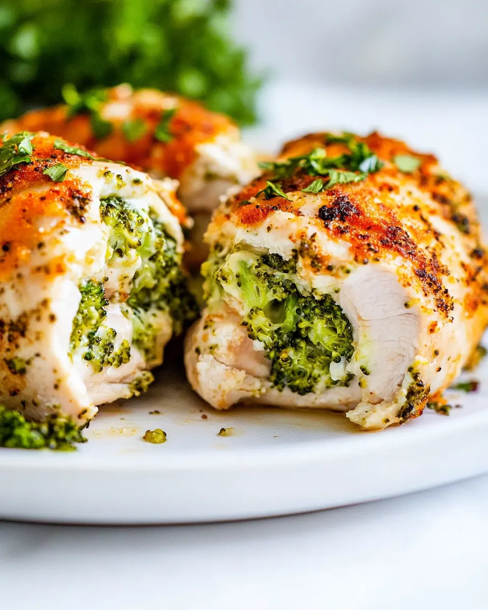 Delicious Broccoli and Cheese Stuffed Chicken (Oven or Air Fryer) dish photo