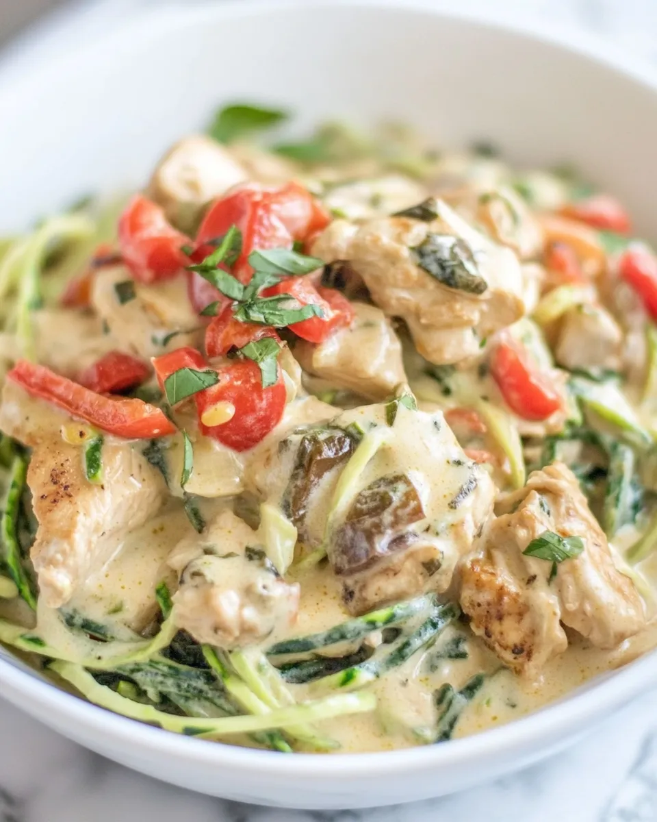 Delicious Cajun Chicken Alfredo with Zoodles shot