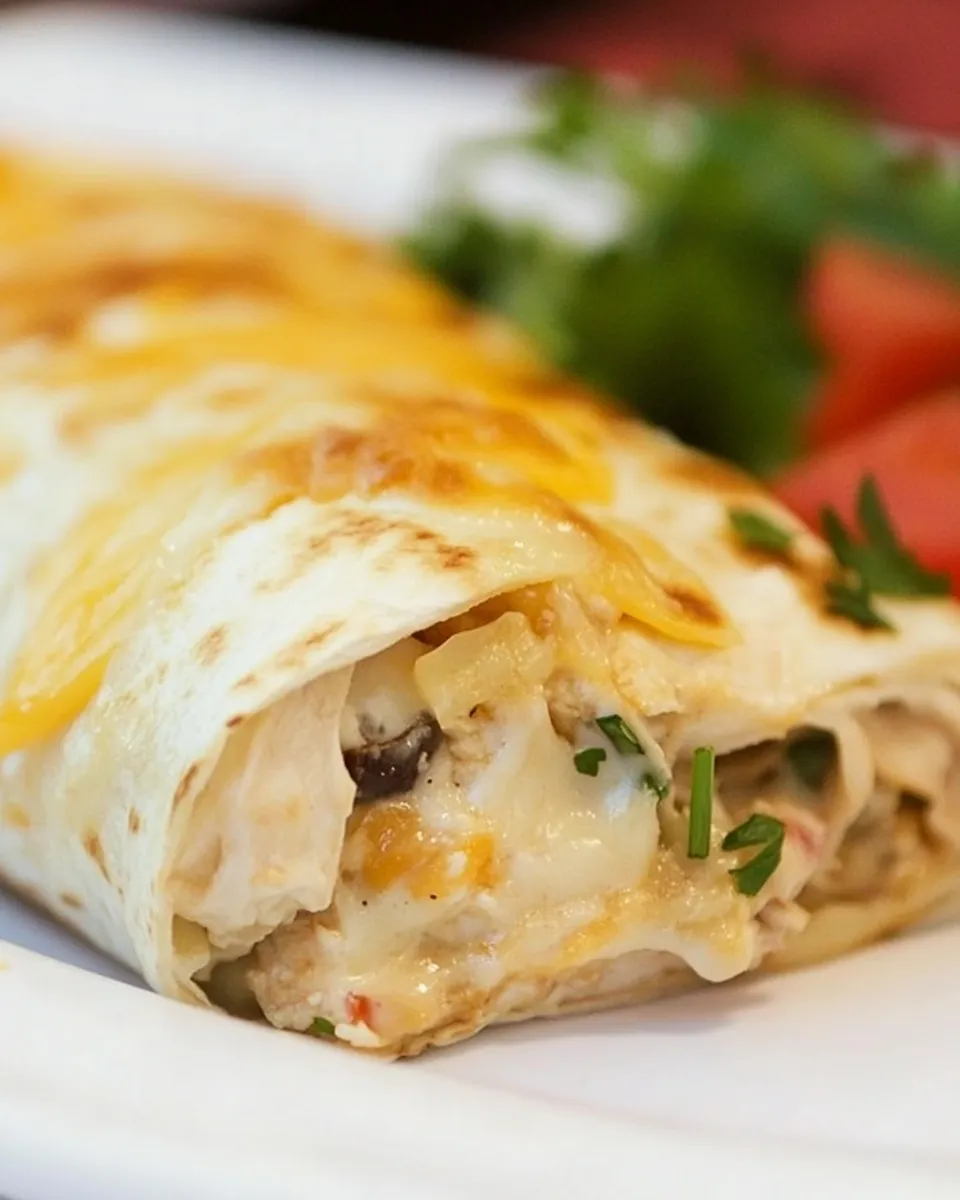 Delicious Cheesy Chicken Burritos Recipe shot