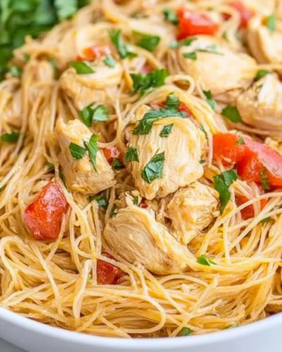 Delicious Chicken Angel Hair Pasta shot
