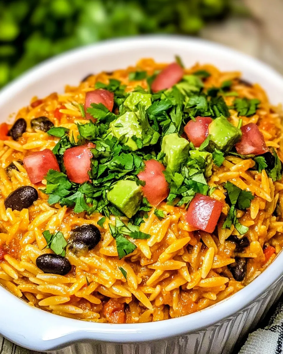 Delicious Chicken Enchilada Orzo plate image