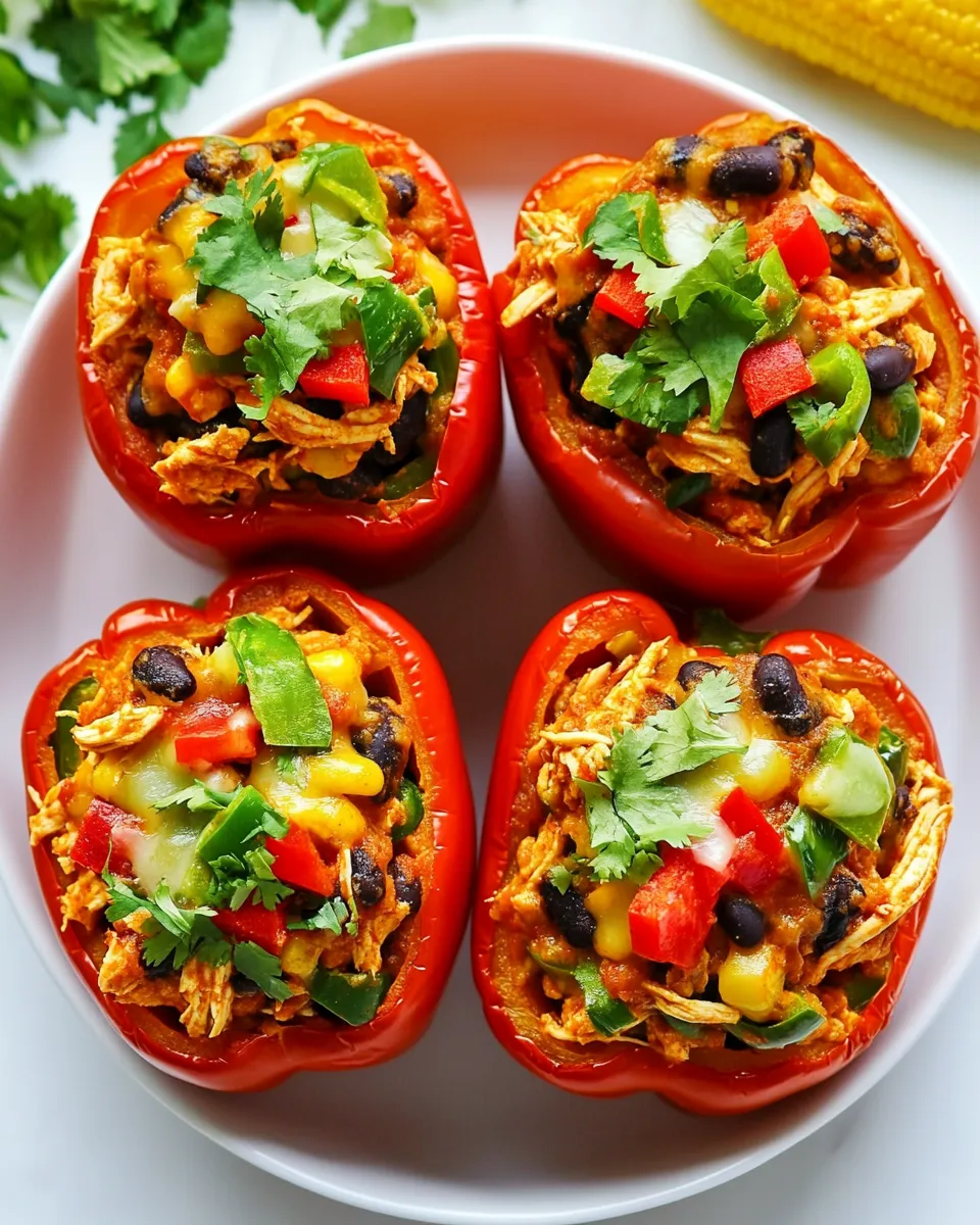 Easy Chicken Enchilada Stuffed Peppers plate image