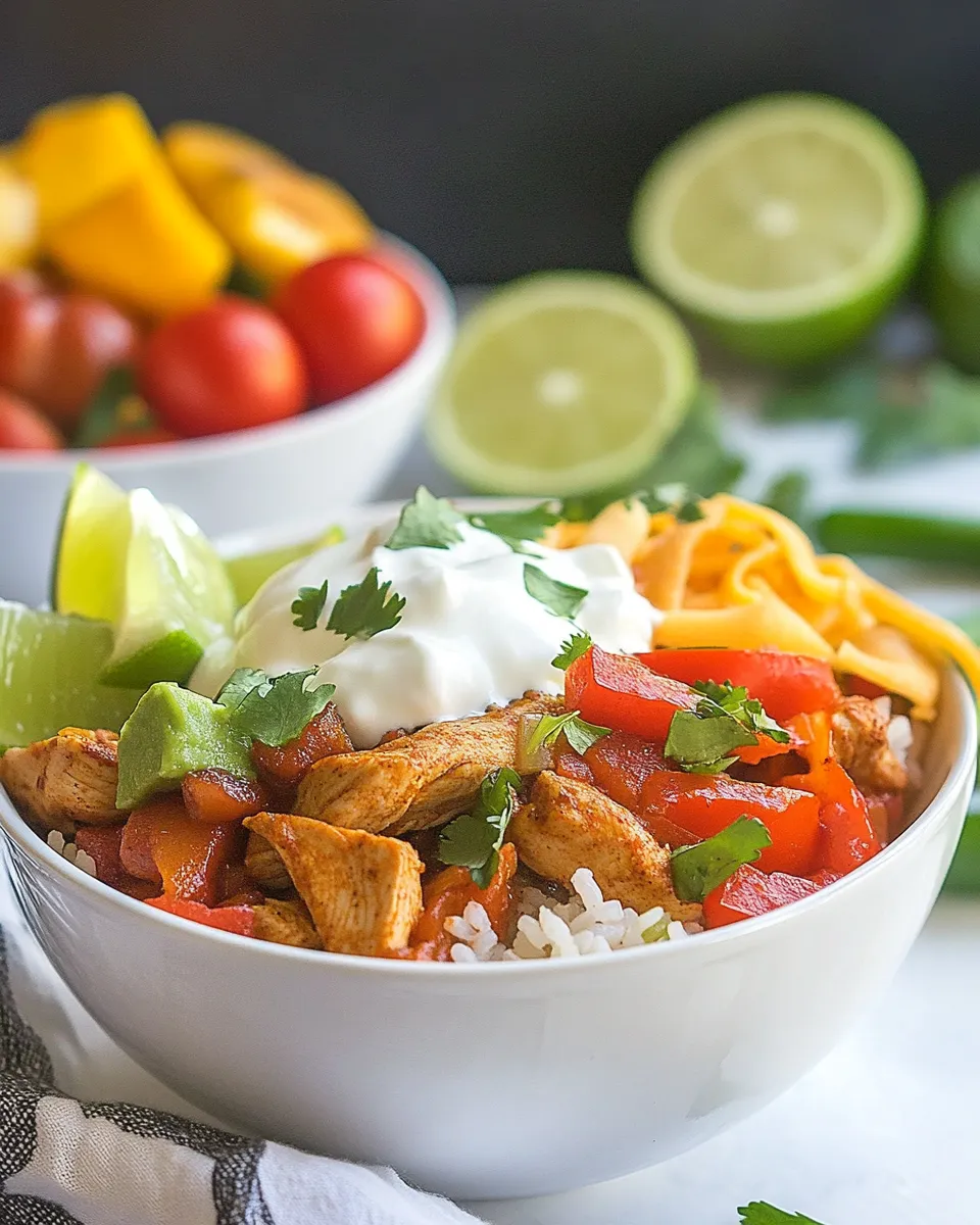 Delicious Chicken Fajita Rice Bowl plate image