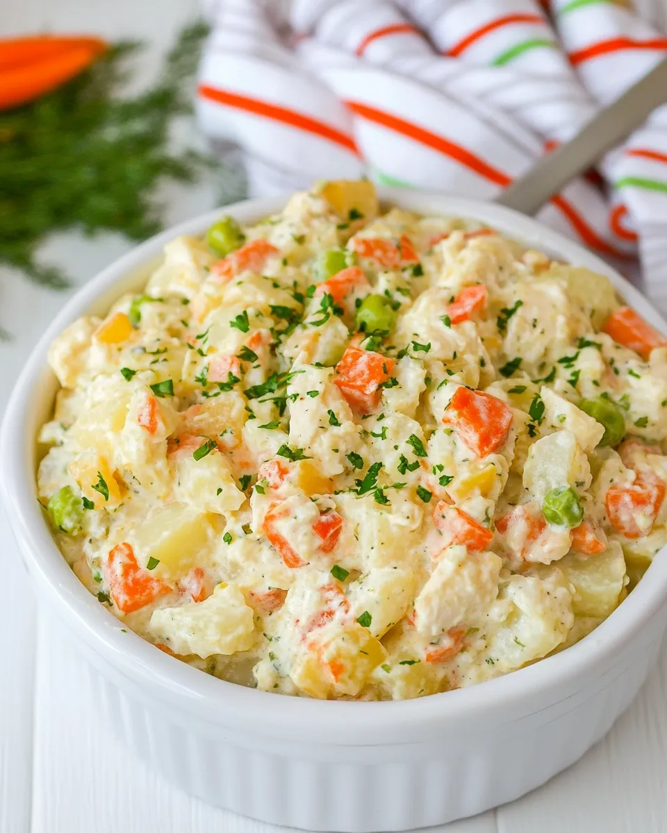Delicious Chicken Olivye (Chicken Potato Salad) dish photo