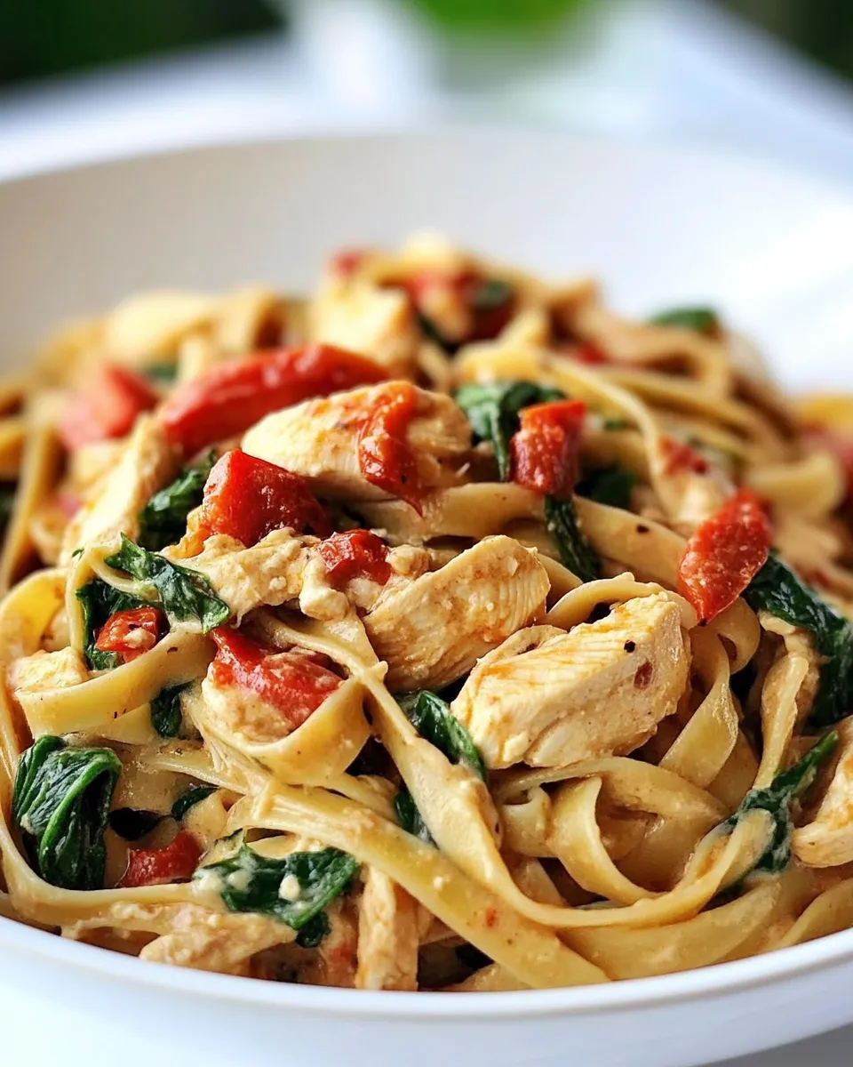 easy Chicken Pasta with Roasted Red Pepper Cream Sauce Recipe picture