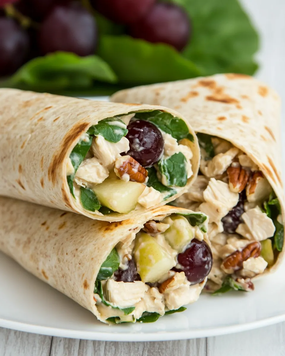 Classic Chicken Salad Wrap with Apples, Grapes, and Spicy Pecans image