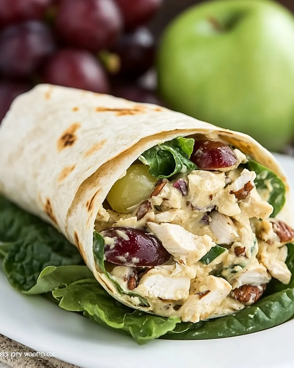 Delicious Chicken Salad Wrap with Apples, Grapes, and Spicy Pecans dish photo