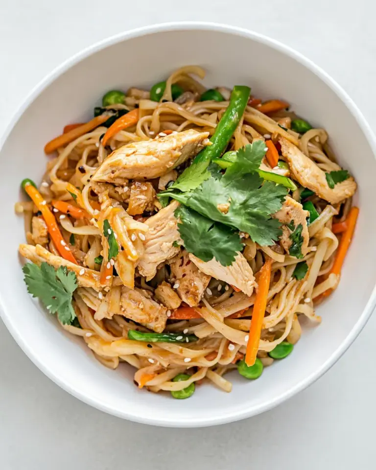 homemade Chicken Stir Fry with Rice Noodles photo