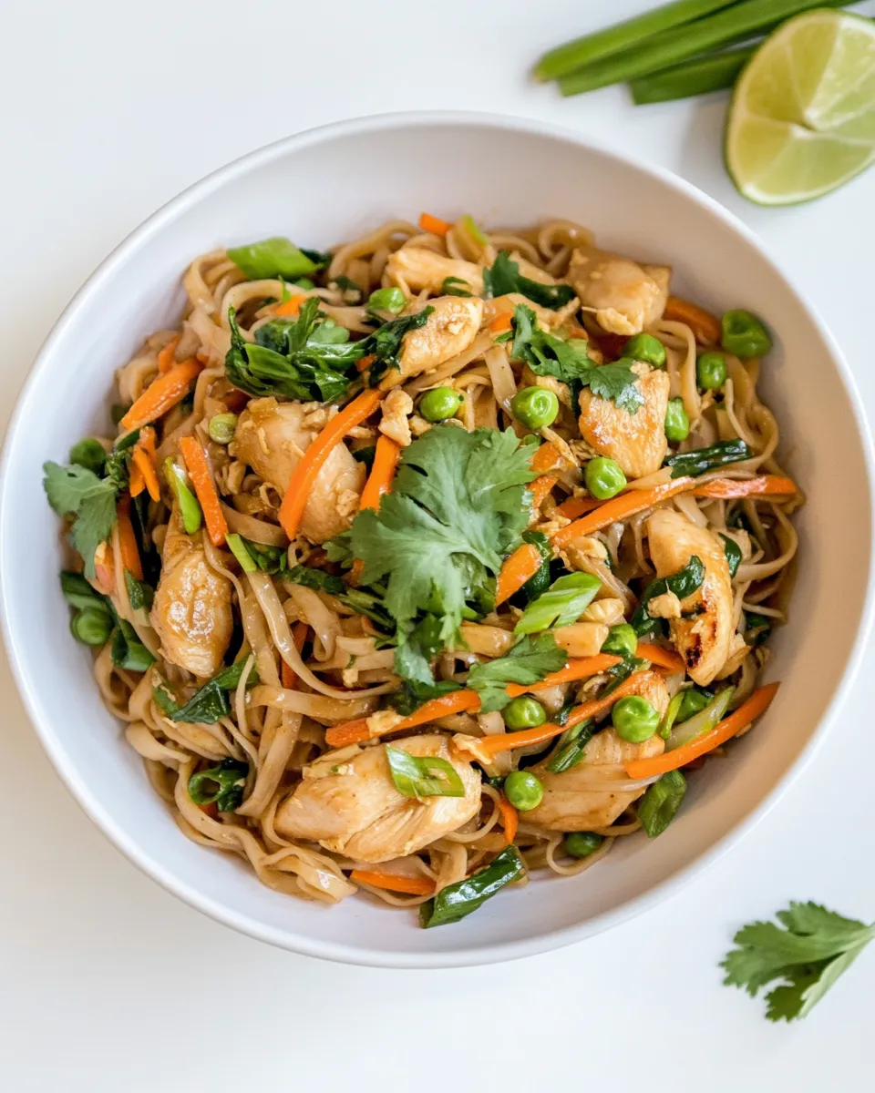 delicious Chicken Stir Fry with Rice Noodles shot