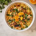 homemade Chicken & rice pilaf with orange & spices photo