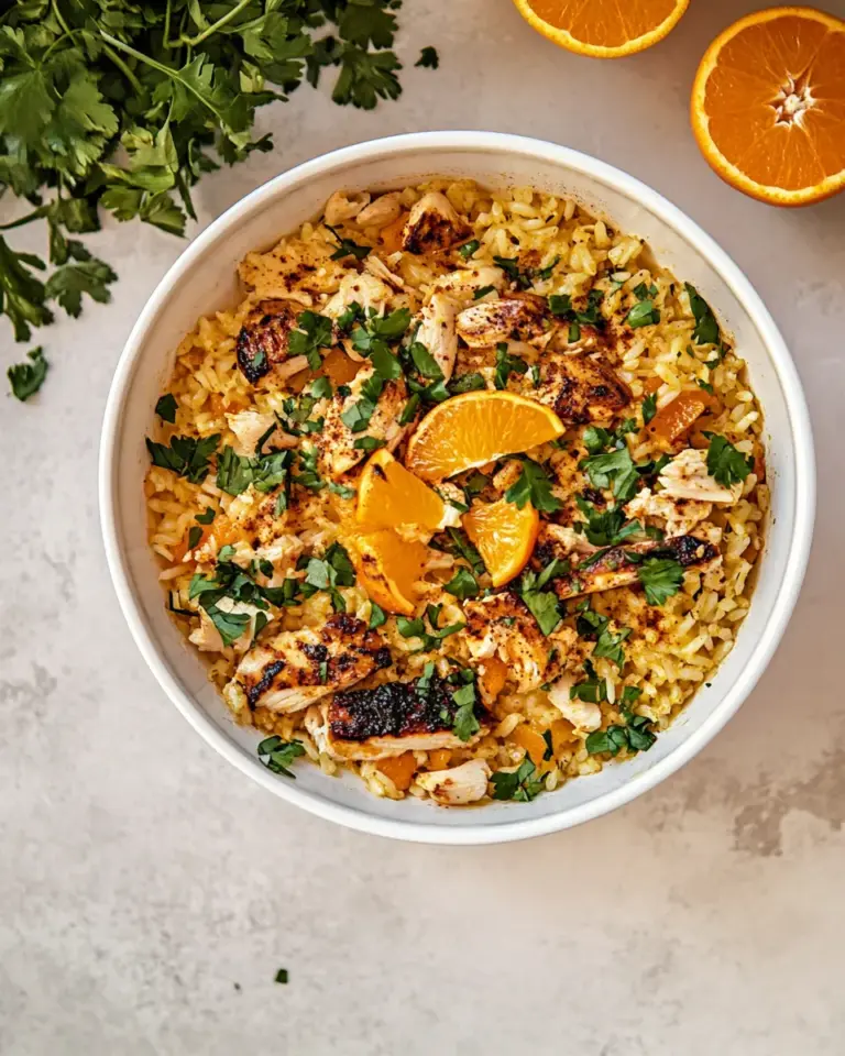 homemade Chicken & rice pilaf with orange & spices photo