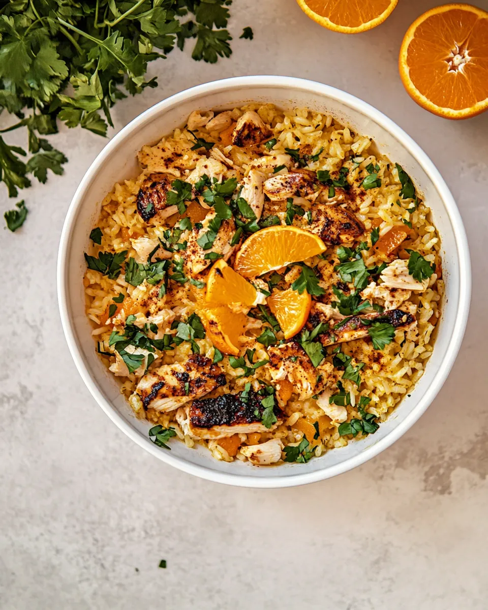 homemade Chicken & rice pilaf with orange & spices photo