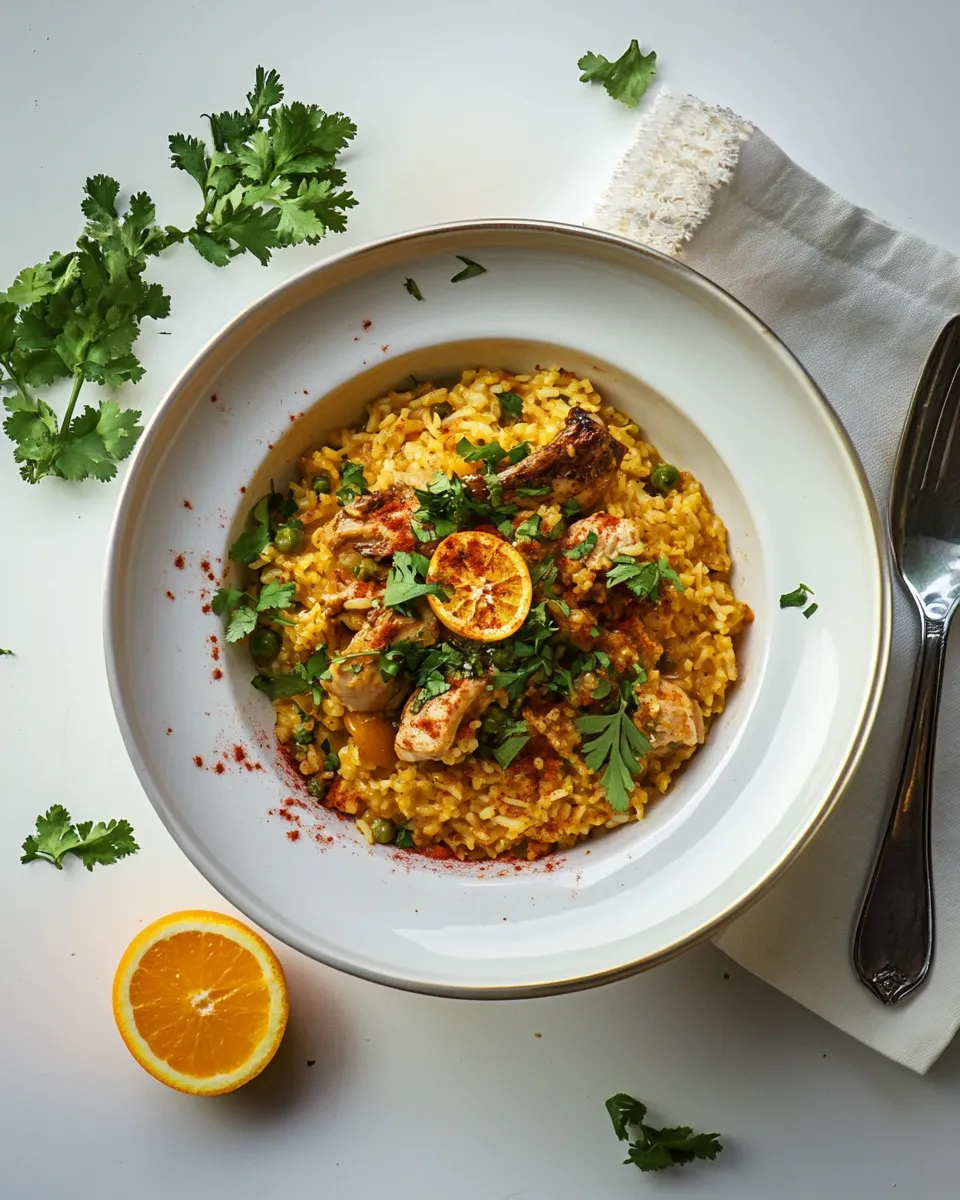 delicious Chicken & rice pilaf with orange & spices shot