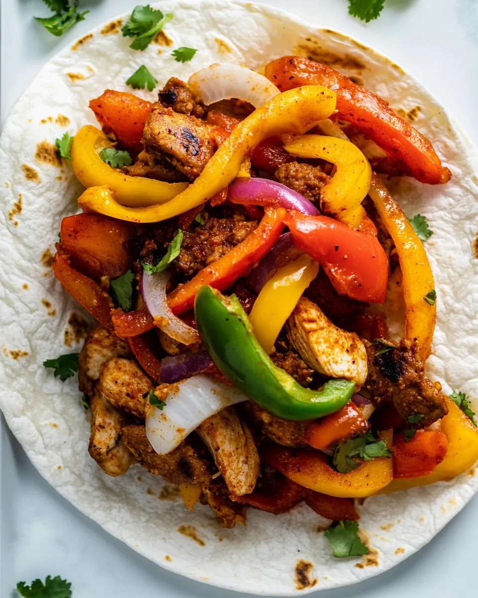 Easy Chicken and Chorizo Fajitas plate image