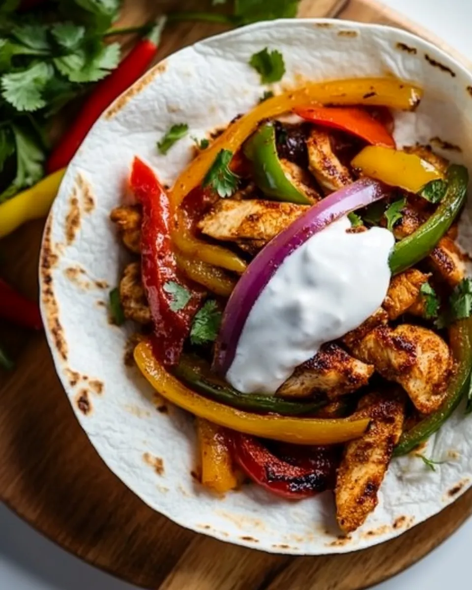 Delicious Chicken and Chorizo Fajitas food shot
