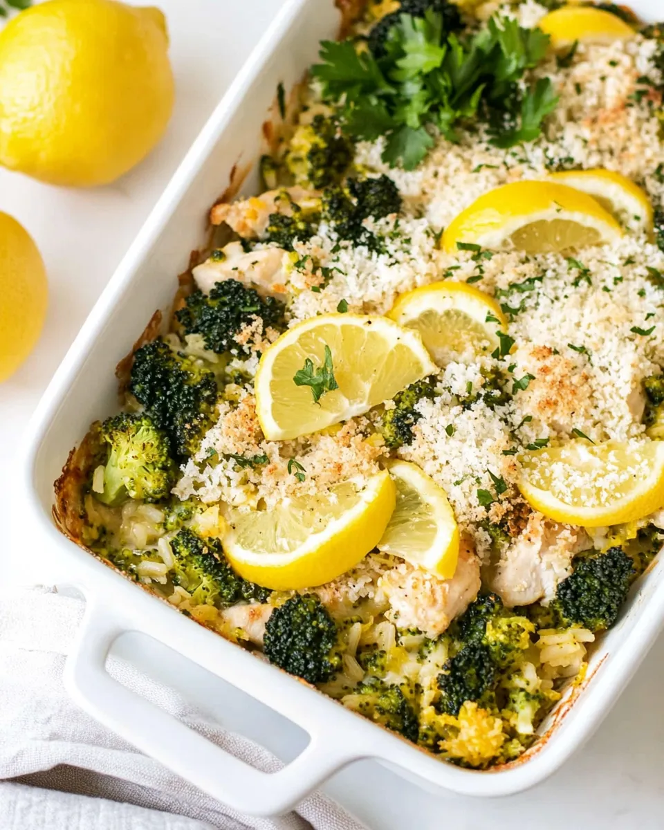 Classic Creamy Lemon Chicken, Broccoli and Rice Casserole image
