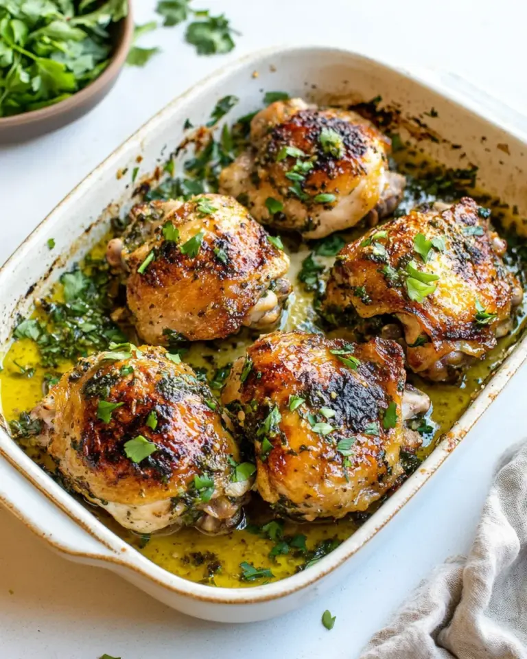 Homemade Crispy Garlic Butter Baked Chicken Thighs photo