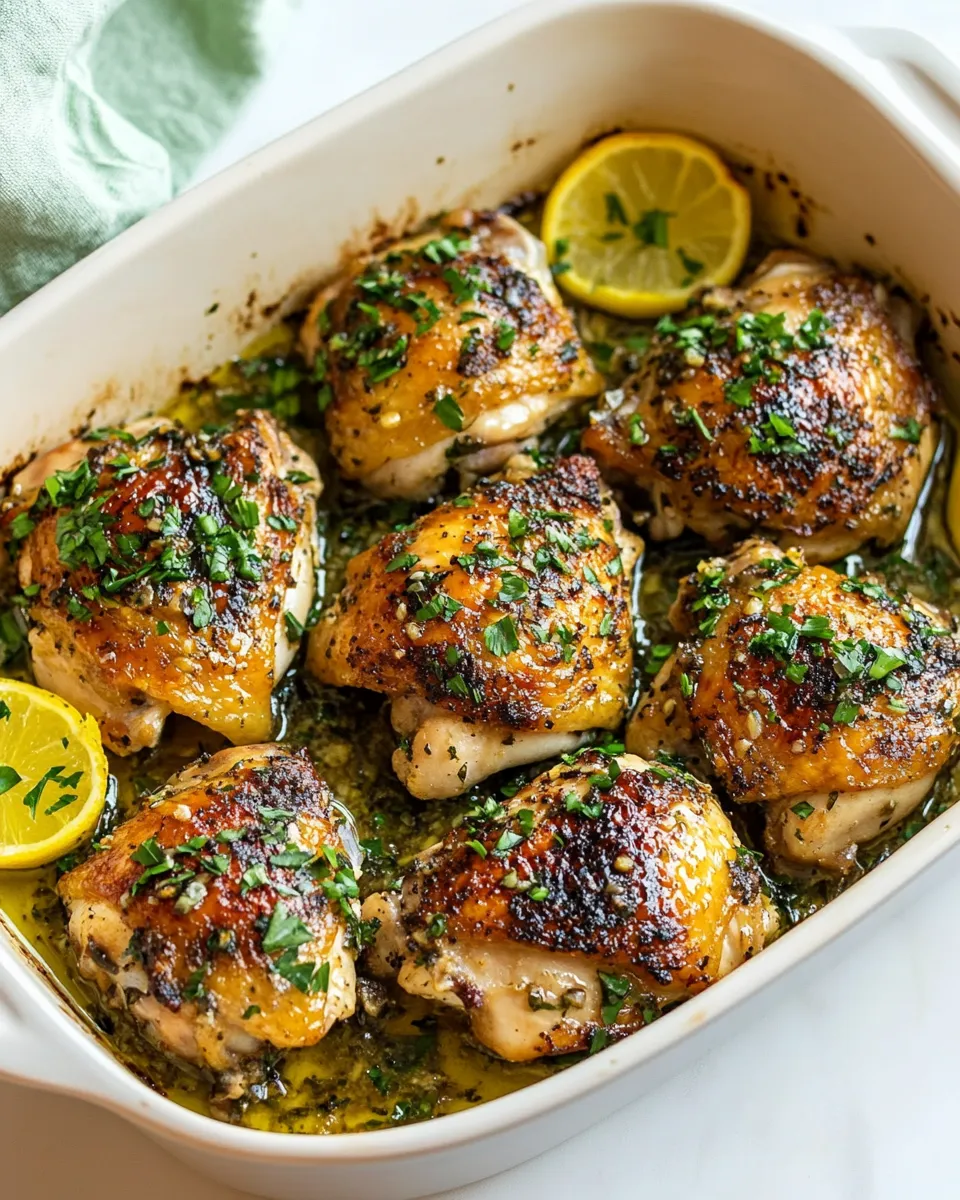 Classic Crispy Garlic Butter Baked Chicken Thighs image