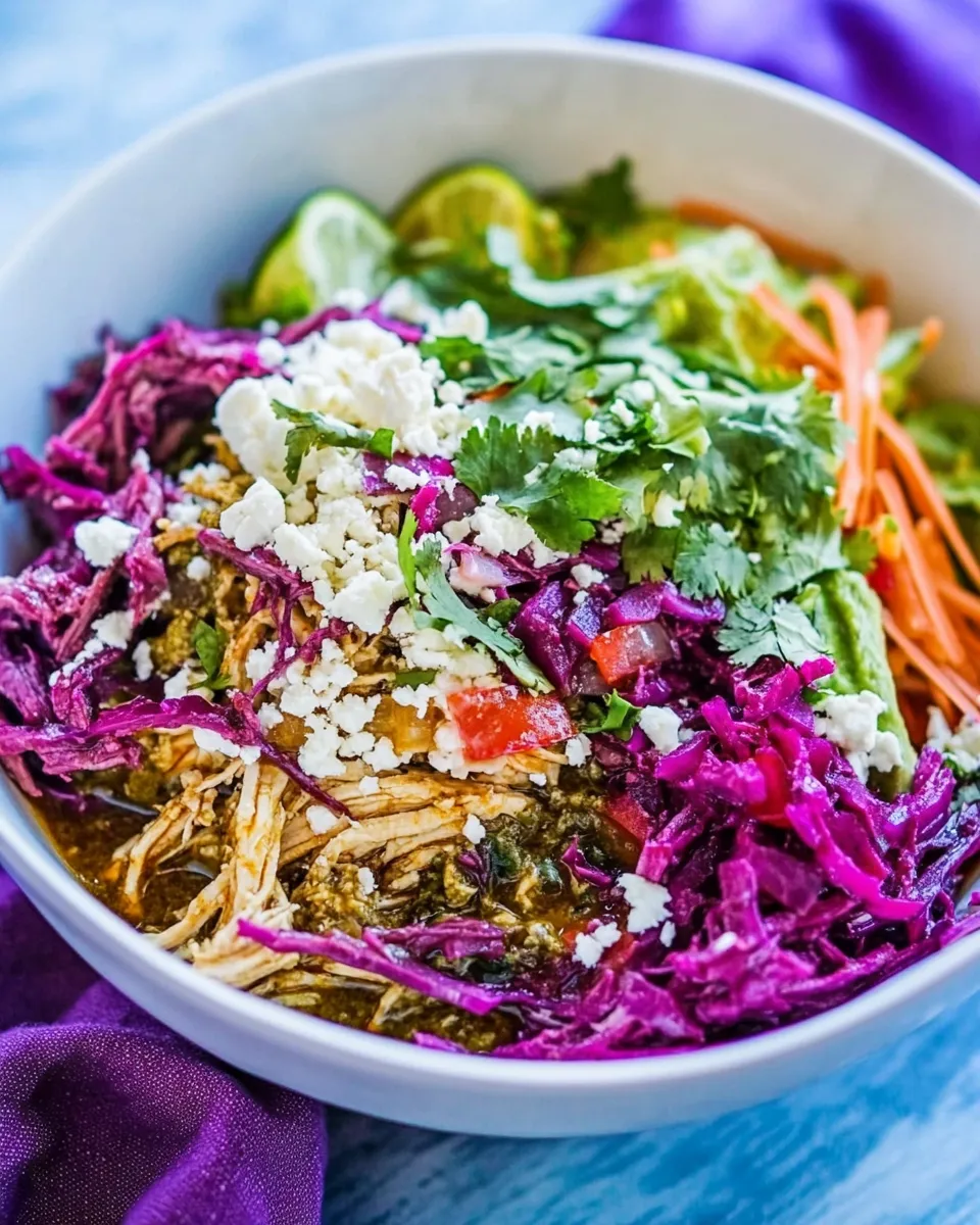 Classic Crock Pot Shredded Chicken Chile Verde Burrito Bowls image