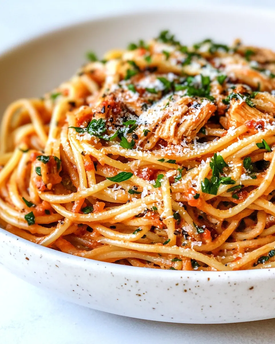 Quick Easy Chicken Spaghetti food shot