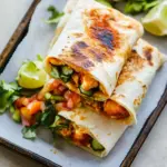 Homemade Folded Crispy Buffalo Chicken Wraps. photo