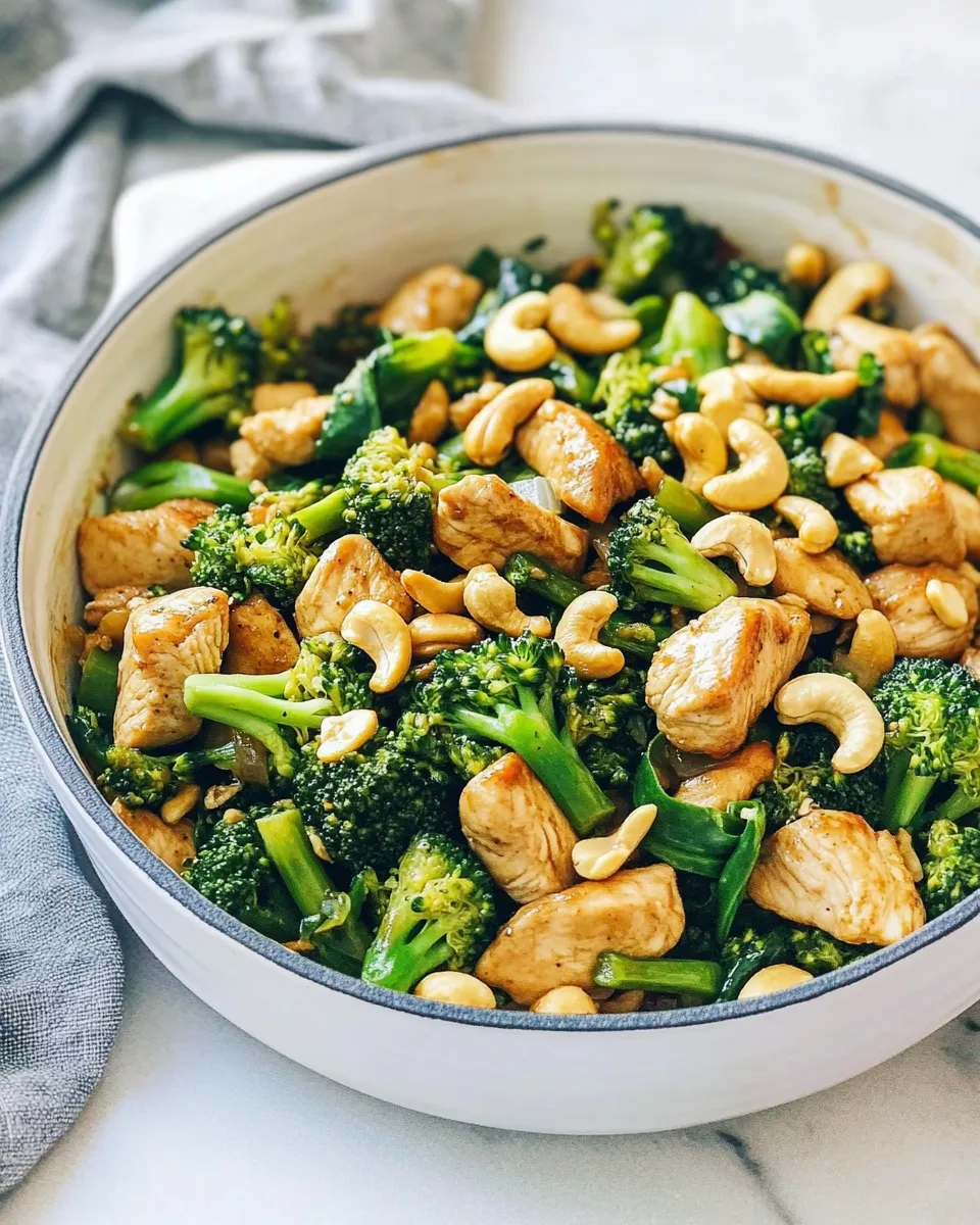 delicious Garlic Chicken and Broccoli Cashew Stir Fry shot
