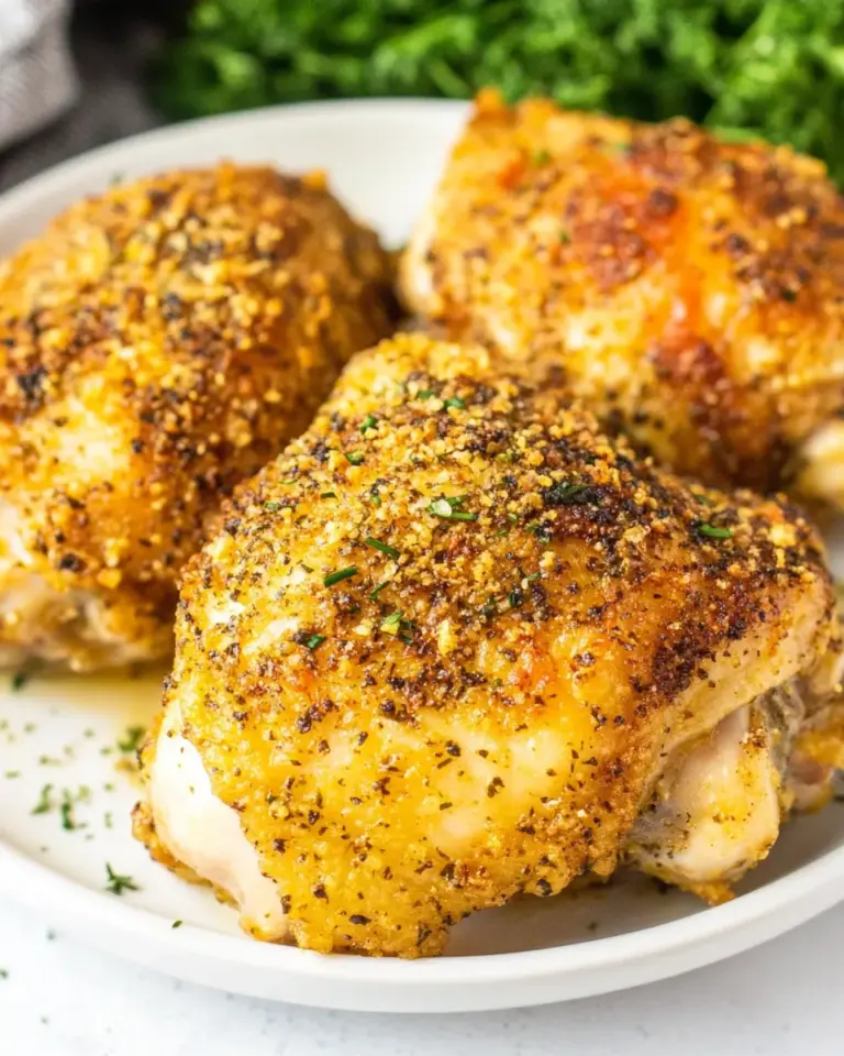 Homemade Garlic Parmesan Chicken Thighs (Crispy!) photo