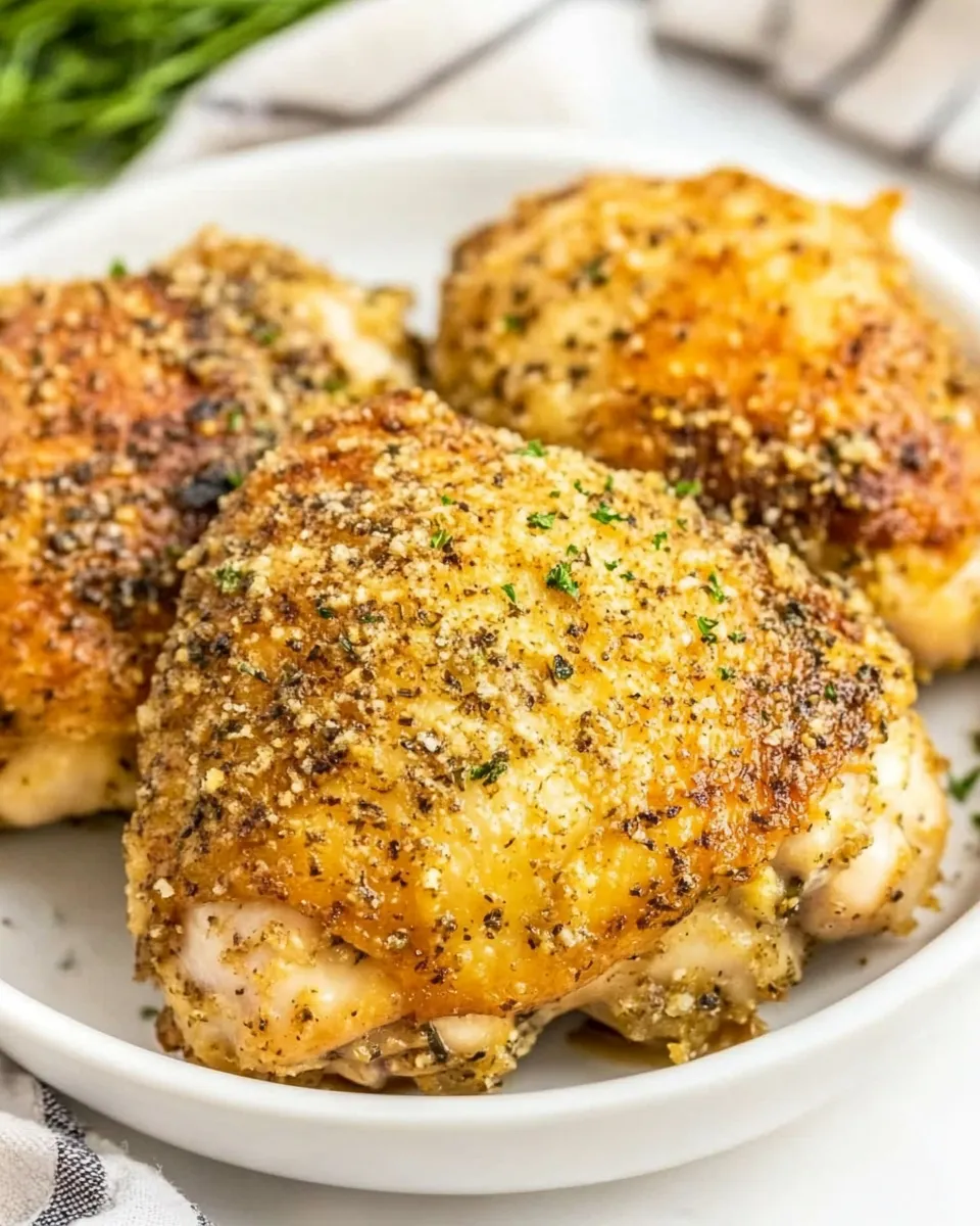 Classic Garlic Parmesan Chicken Thighs (Crispy!) image
