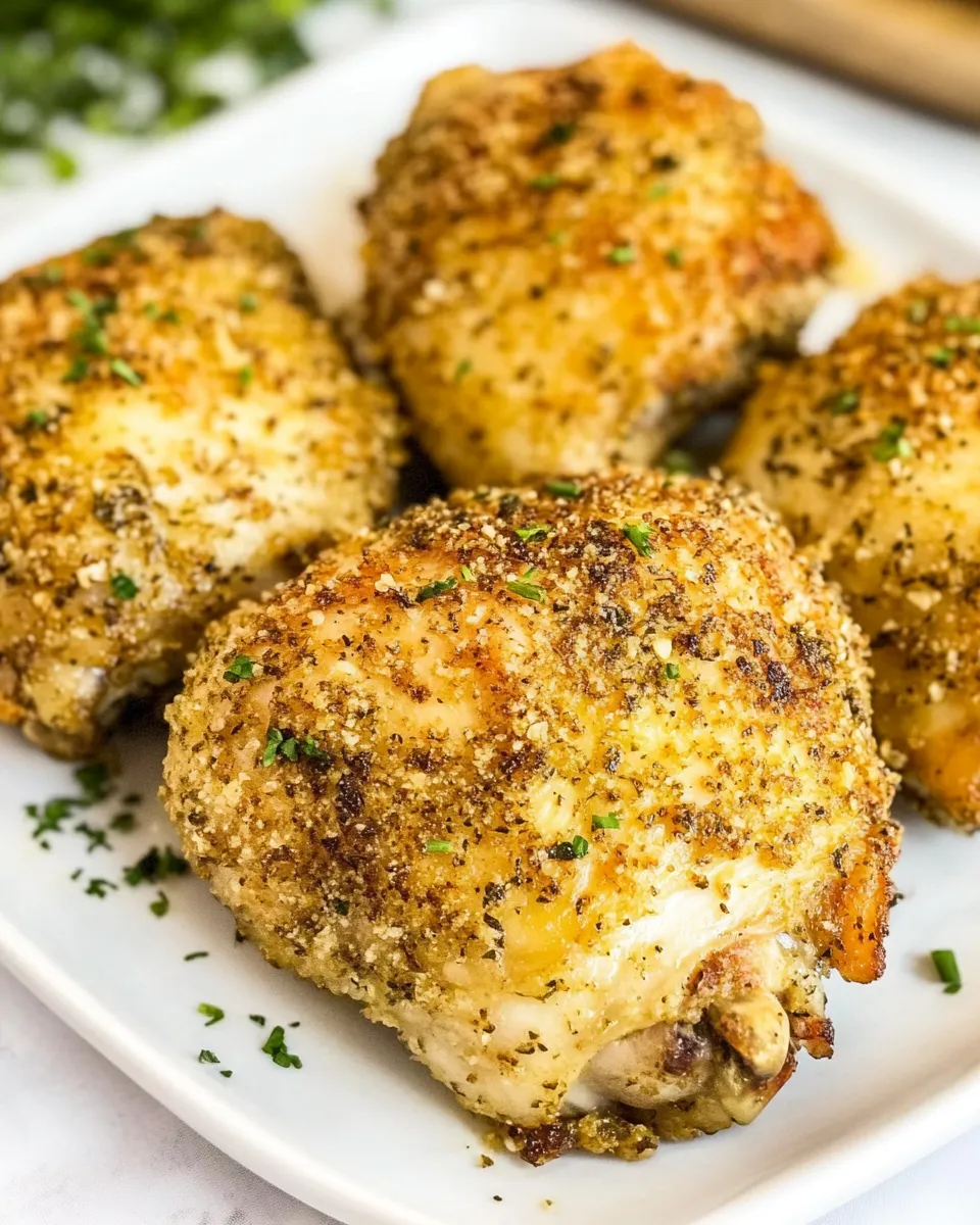 Delicious Garlic Parmesan Chicken Thighs (Crispy!) dish photo