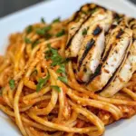 Homemade Grilled Chicken with Red Pepper Pasta photo