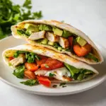 Homemade Healthy Chicken Avocado Pita Sandwich photo
