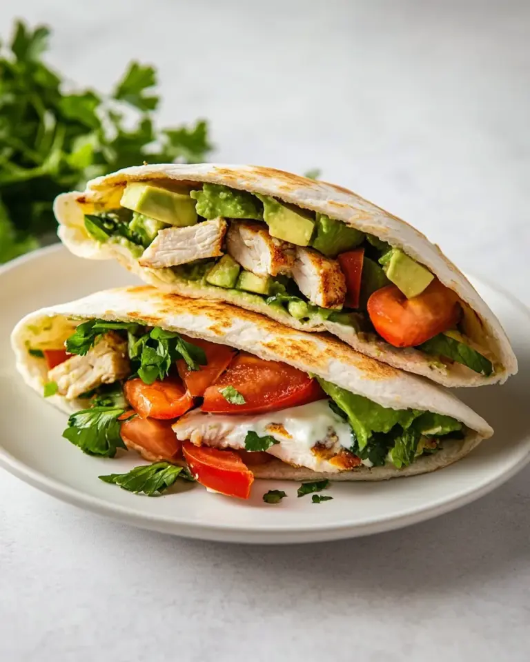 Homemade Healthy Chicken Avocado Pita Sandwich photo