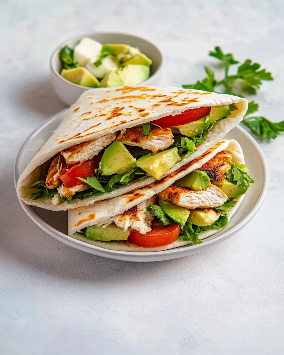 Classic Healthy Chicken Avocado Pita Sandwich image