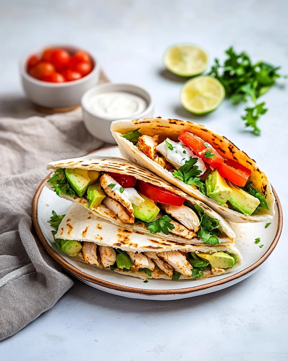 Delicious Healthy Chicken Avocado Pita Sandwich food shot