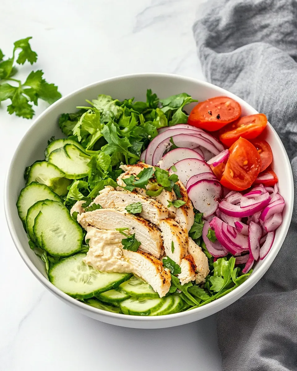Delicious High-Protein Hummus Chicken Salad shot