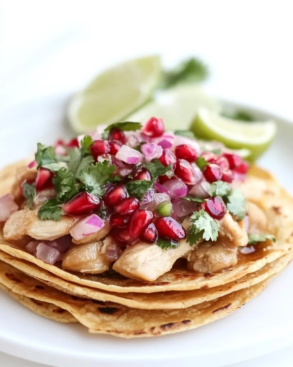 Classic Honey Ginger Chicken Tostadas with Pomegranate Lime Salsa. image