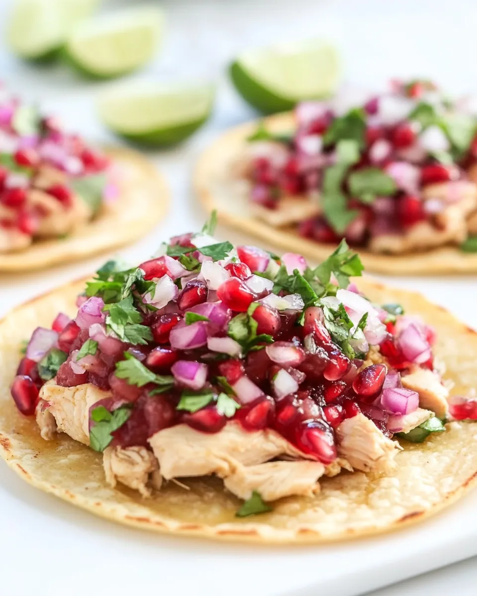 Easy Honey Ginger Chicken Tostadas with Pomegranate Lime Salsa. picture