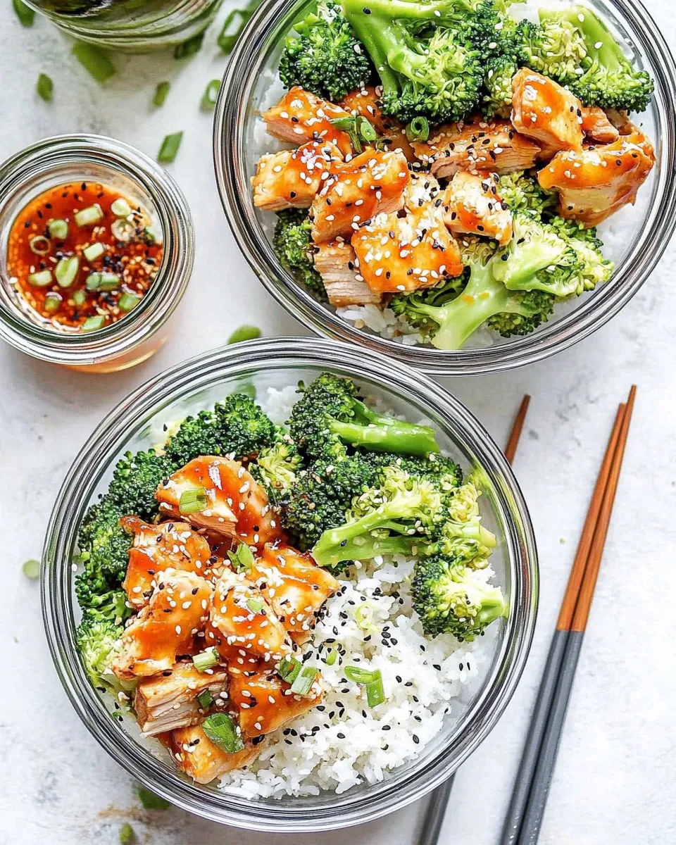 Easy Honey Sriracha Chicken and Broccoli Meal Prep Bowls recipe photo