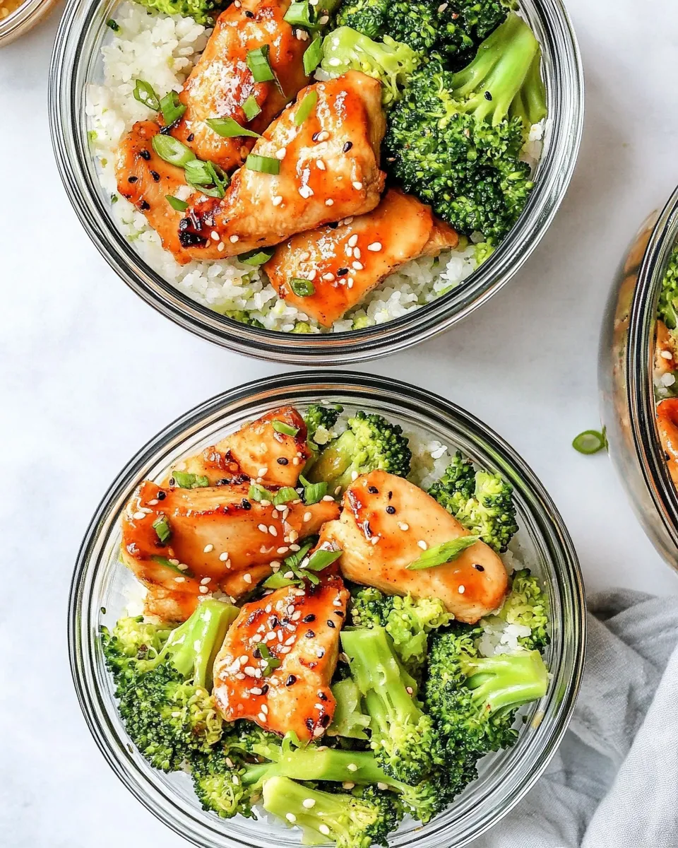Delicious Honey Sriracha Chicken and Broccoli Meal Prep Bowls dish photo