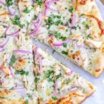 homemade How to Make a Roasted Garlic Chicken White Sauce Pizza photo