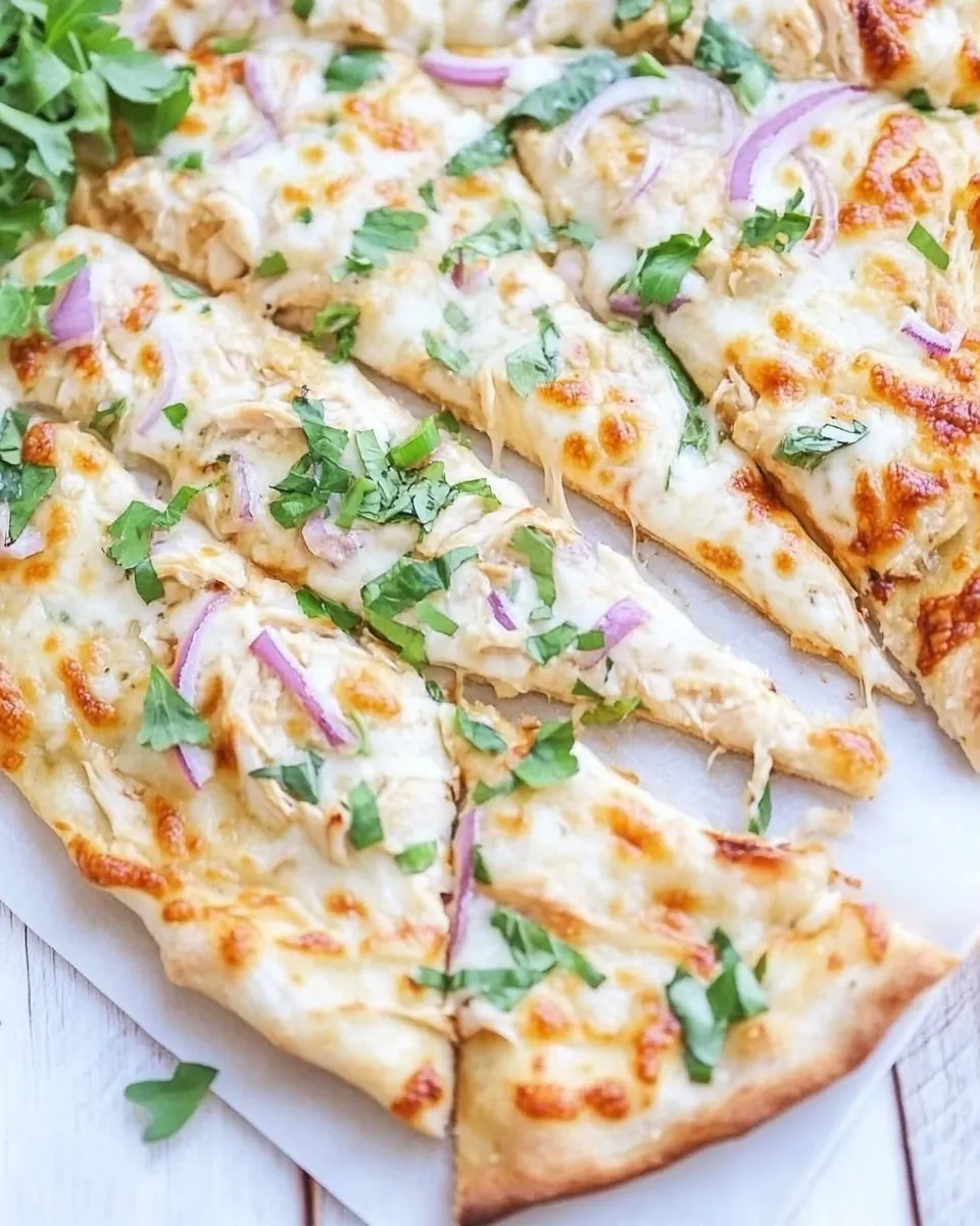 easy How to Make a Roasted Garlic Chicken White Sauce Pizza picture