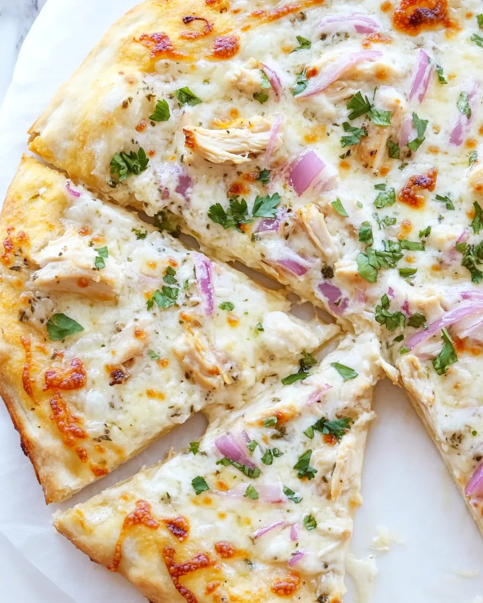 delicious How to Make a Roasted Garlic Chicken White Sauce Pizza shot