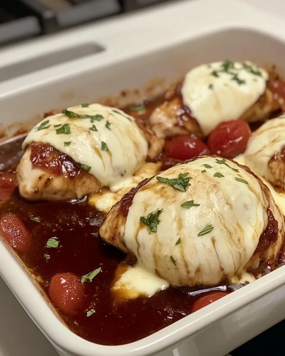 Homemade Italian Style Balsamic Marinated Chicken With Mozzarella photo