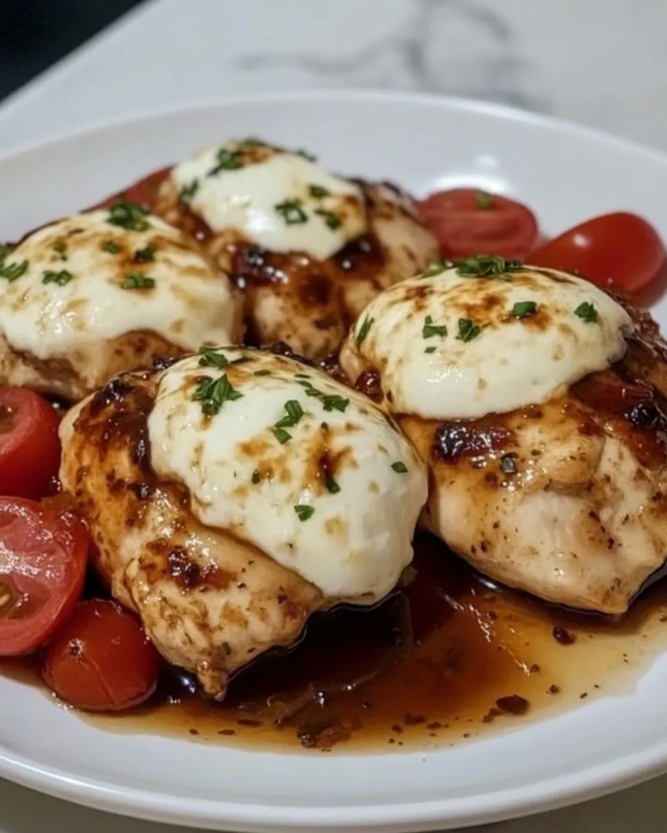 Classic Italian Style Balsamic Marinated Chicken With Mozzarella image
