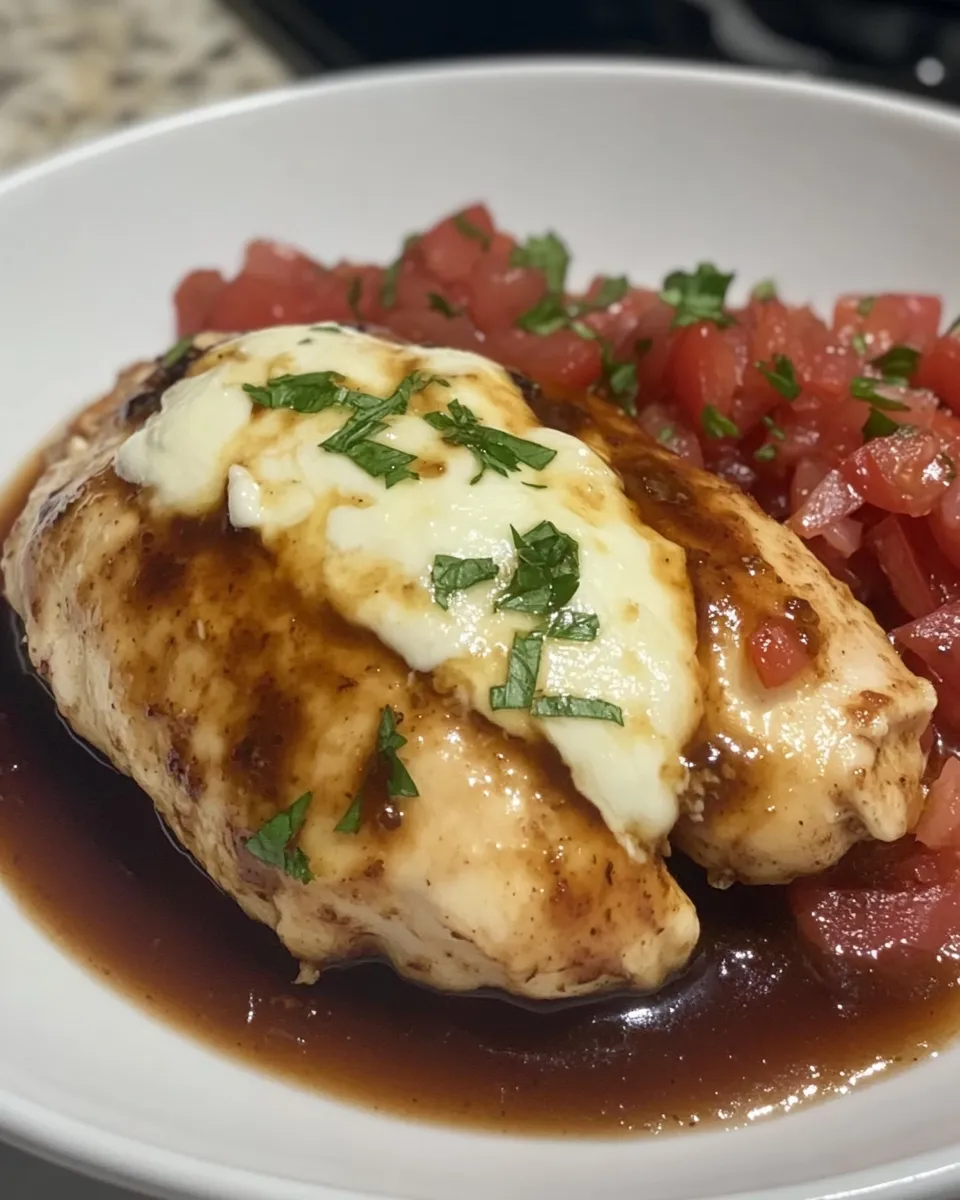 Delicious Italian Style Balsamic Marinated Chicken With Mozzarella recipe image