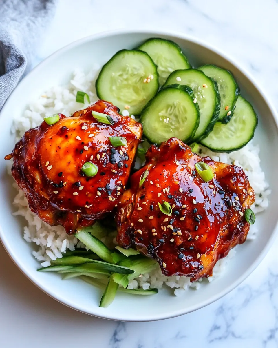 Delicious Korean Chicken Thighs food shot