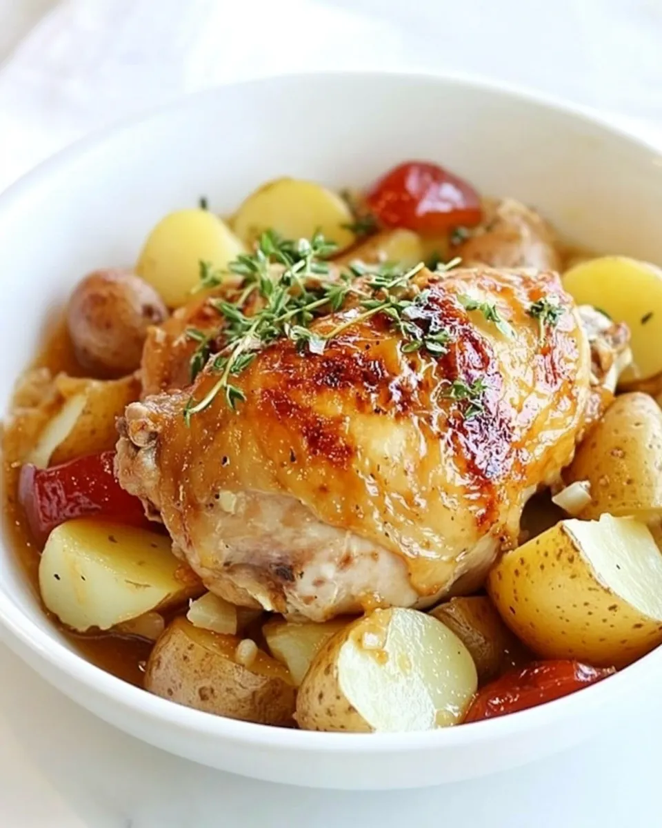 Easy Lemon-Garlic Braised Chicken and Potatoes plate image